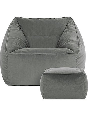 Pouf fauteuil salon natalia et repose-pied carré en velours mat - icon