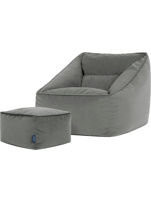 Pouf fauteuil salon natalia et repose-pied carré en velours mat - icon - Kiabi