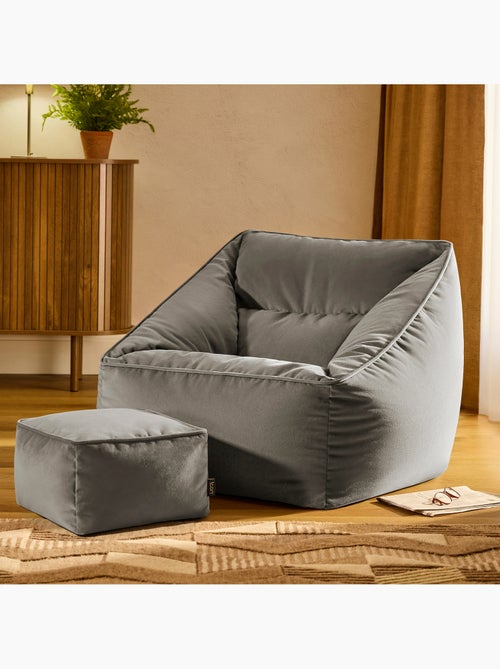 Pouf fauteuil salon natalia et repose-pied carré en velours mat - icon - Kiabi