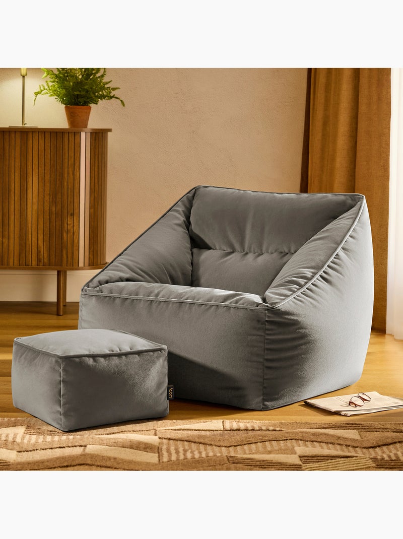 Pouf fauteuil salon natalia et repose-pied carré en velours mat - icon gris anthracite - Kiabi