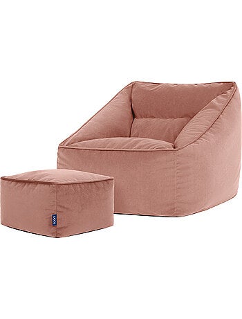Pouf fauteuil salon natalia et repose-pied carré en velours mat - icon