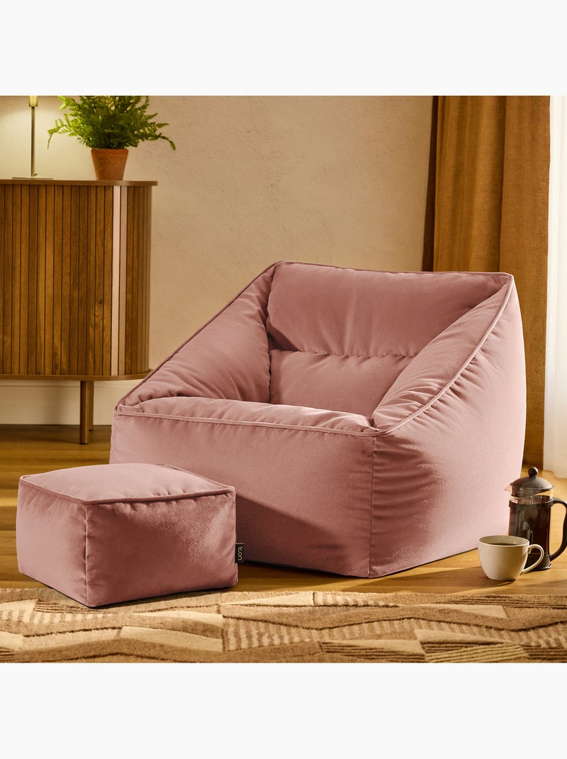 Pouf fauteuil salon natalia et repose-pied carré en velours mat - icon Rose clair - Kiabi