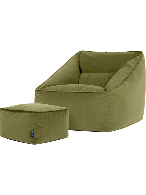 Pouf fauteuil salon natalia et repose-pied carré en velours mat - icon - Kiabi