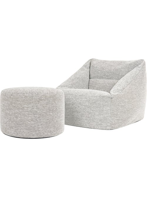 Pouf fauteuil salon natalia et repose-pied rond milano en tissu tissé - icon - Kiabi