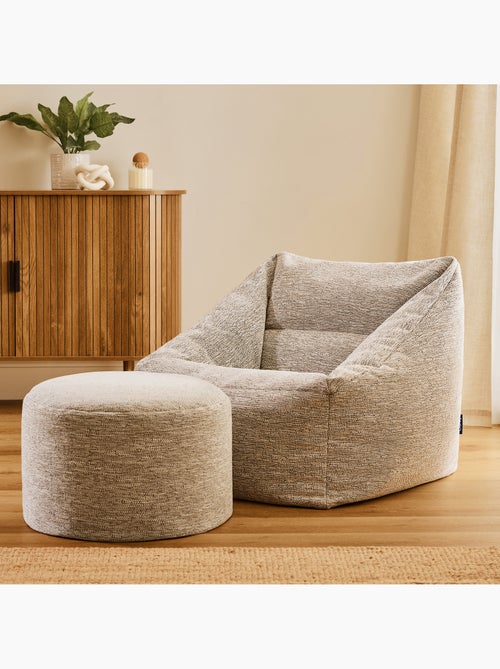 Pouf fauteuil salon natalia et repose-pied rond milano en tissu tissé - icon - Kiabi