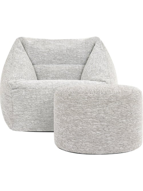 Pouf fauteuil salon natalia et repose-pied rond milano en tissu tissé - icon - Kiabi