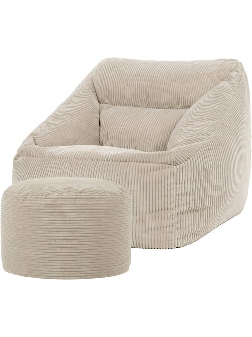 Pouf fauteuil salon natalia et repose-pied rond milano en velours côtelé - icon - Kiabi