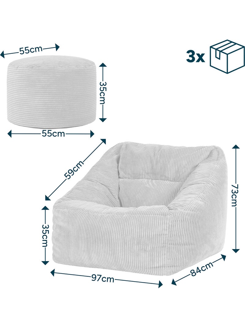 Pouf fauteuil salon natalia et repose-pied rond milano en velours côtelé - icon Beige - Kiabi