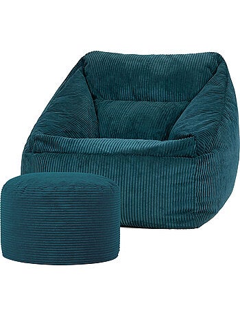 Pouf fauteuil salon natalia et repose-pied rond milano en velours côtelé - icon