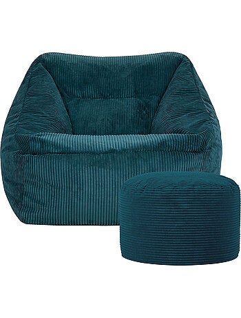 Pouf fauteuil salon natalia et repose-pied rond milano en velours côtelé - icon