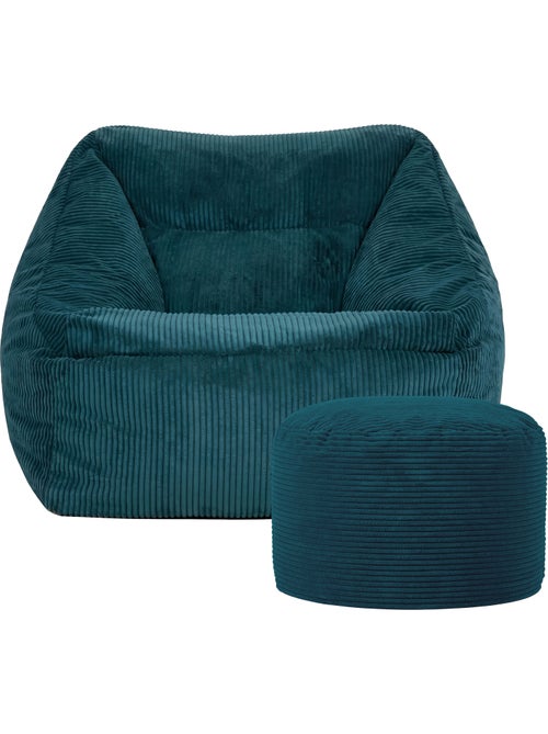 Pouf fauteuil salon natalia et repose-pied rond milano en velours côtelé - icon - Kiabi