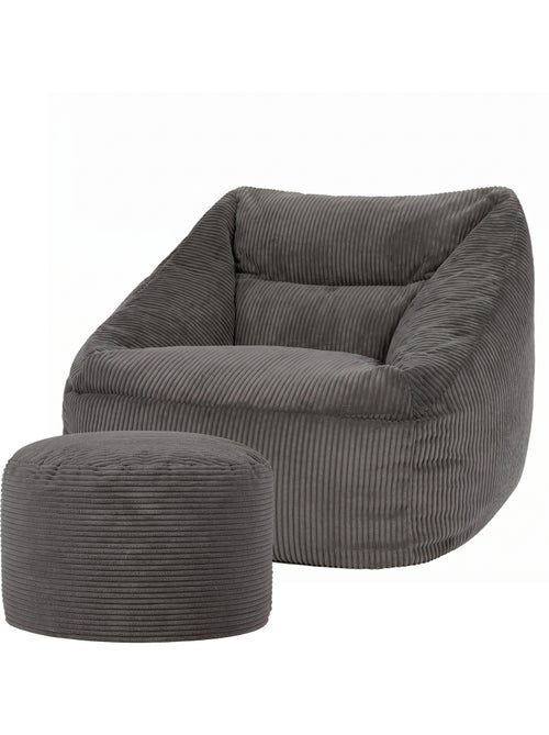 Pouf fauteuil salon natalia et repose-pied rond milano en velours côtelé - icon - Kiabi