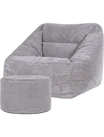 Pouf fauteuil salon natalia et repose-pied rond milano en velours côtelé - icon