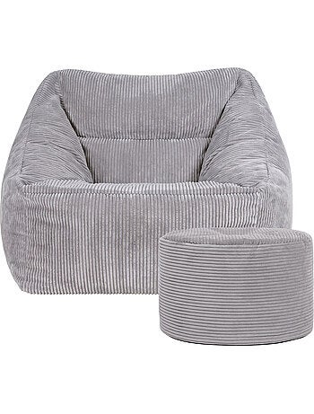 Pouf fauteuil salon natalia et repose-pied rond milano en velours côtelé - icon