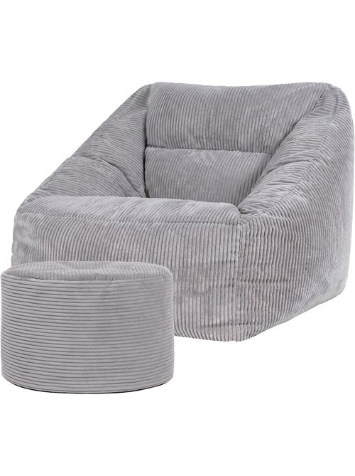 Pouf fauteuil salon natalia et repose-pied rond milano en velours côtelé - icon - Kiabi