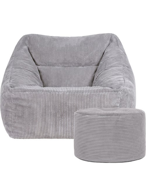 Pouf fauteuil salon natalia et repose-pied rond milano en velours côtelé - icon - Kiabi