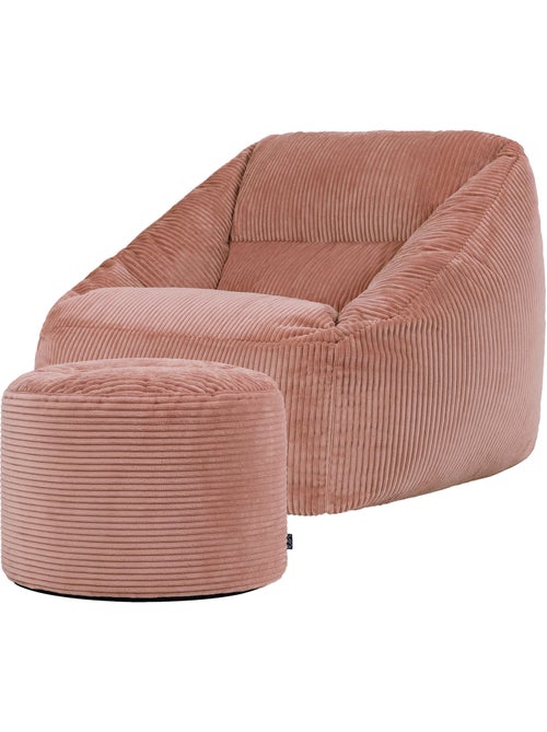 Pouf fauteuil salon natalia et repose-pied rond milano en velours côtelé - icon - Kiabi