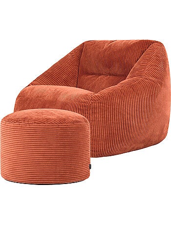 Pouf fauteuil salon natalia et repose-pied rond milano en velours côtelé - icon