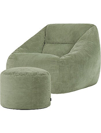 Pouf fauteuil salon natalia et repose-pied rond milano en velours côtelé - icon