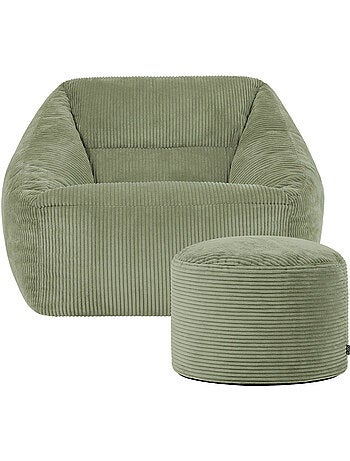 Pouf fauteuil salon natalia et repose-pied rond milano en velours côtelé - icon