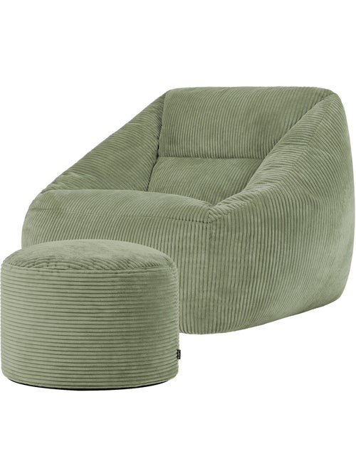 Pouf fauteuil salon natalia et repose-pied rond milano en velours côtelé - icon - Kiabi
