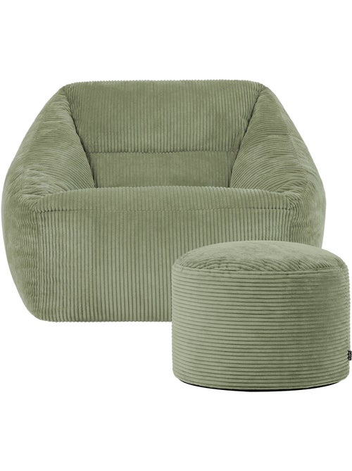 Pouf fauteuil salon natalia et repose-pied rond milano en velours côtelé - icon - Kiabi