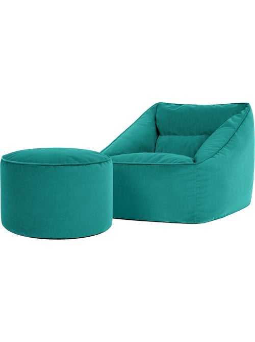 Pouf fauteuil salon natalia et repose-pied rond milano en velours mat - icon - Kiabi
