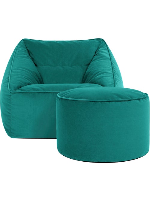 Pouf fauteuil salon natalia et repose-pied rond milano en velours mat - icon - Kiabi