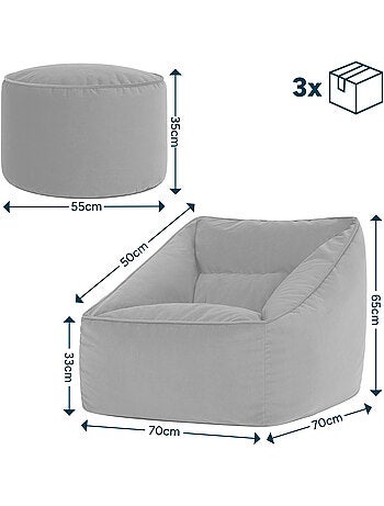 Pouf fauteuil salon natalia et repose-pied rond milano en velours mat - icon
