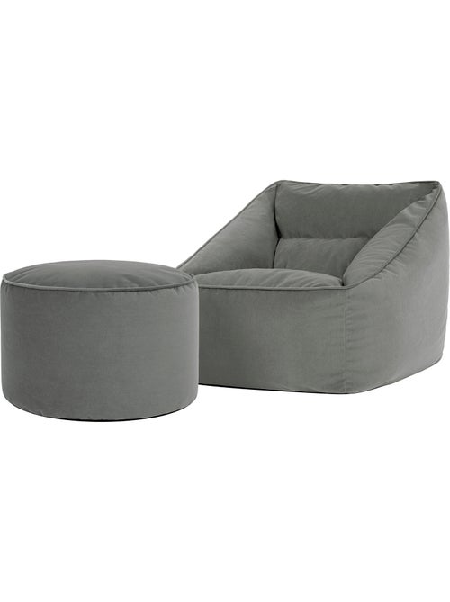 Pouf fauteuil salon natalia et repose-pied rond milano en velours mat - icon - Kiabi