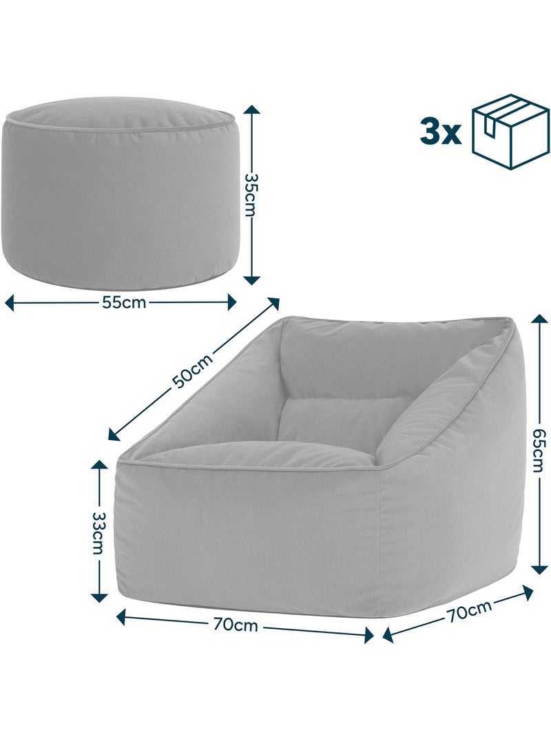 Pouf fauteuil salon natalia et repose-pied rond milano en velours mat - icon gris anthracite - Kiabi