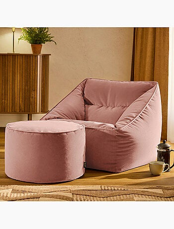 Pouf fauteuil salon natalia et repose-pied rond milano en velours mat - icon