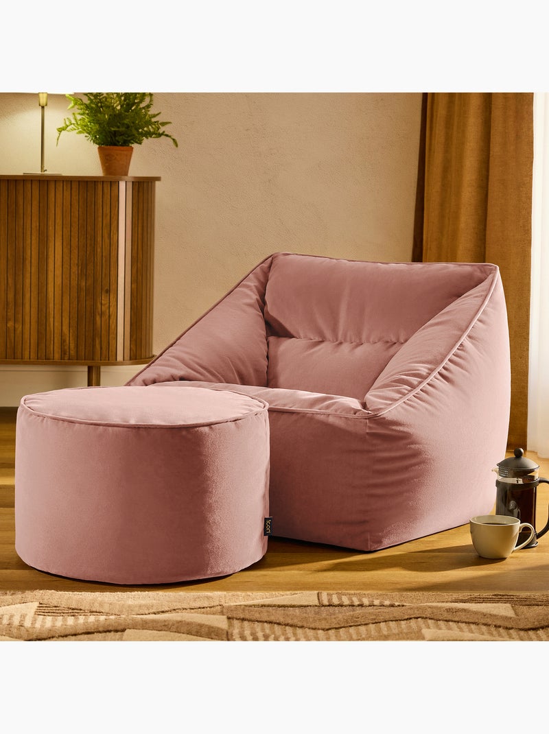 Pouf fauteuil salon natalia et repose-pied rond milano en velours mat - icon Rose clair - Kiabi