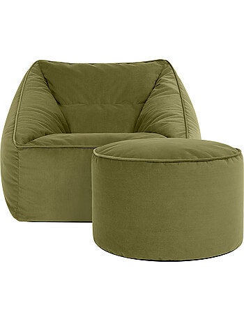 Pouf fauteuil salon natalia et repose-pied rond milano en velours mat - icon