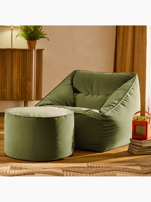 Pouf fauteuil salon natalia et repose-pied rond milano en velours mat - icon - Kiabi