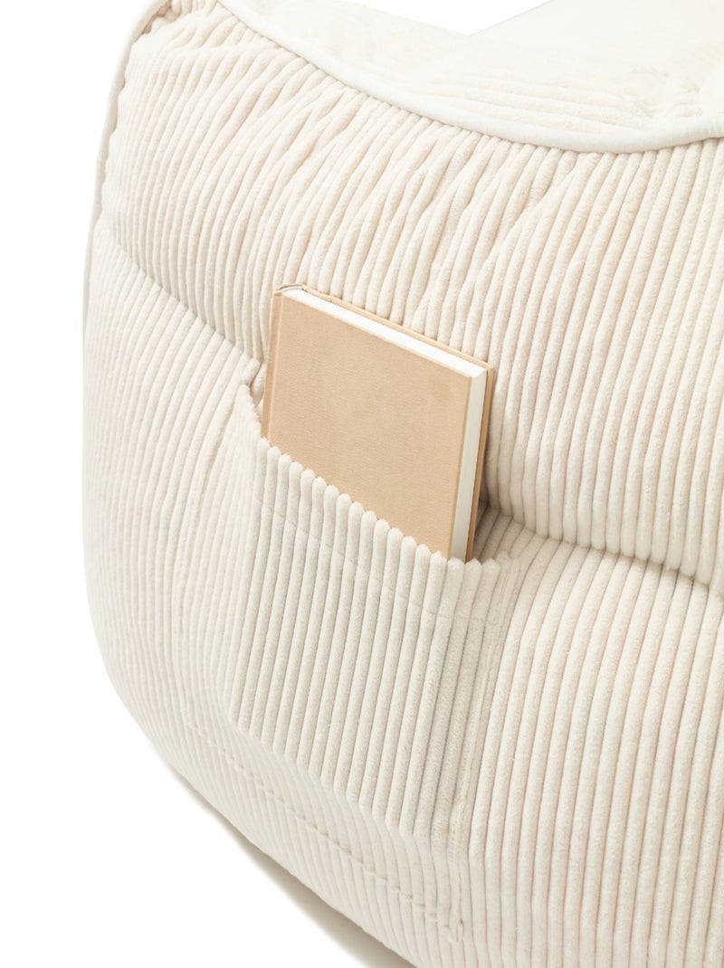 Pouf fauteuil velours côtelé - Bananair Blanc cassé - Kiabi