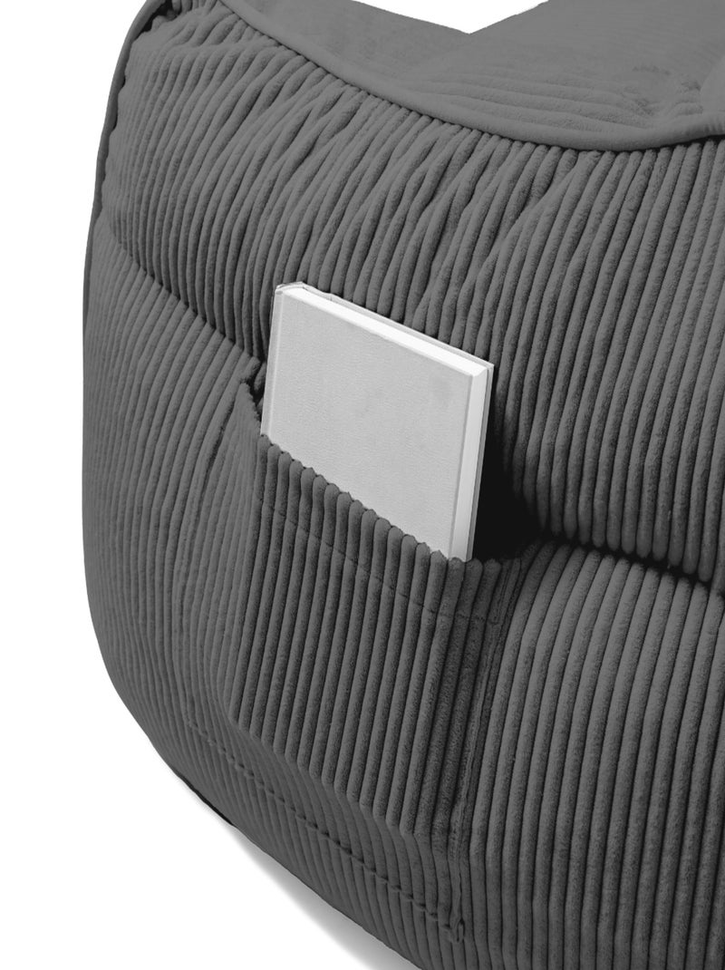 Pouf fauteuil velours côtelé - Bananair Gris foncé - Kiabi