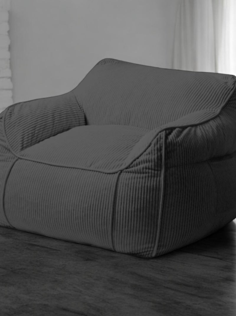 Pouf fauteuil velours côtelé - Bananair Gris foncé - Kiabi