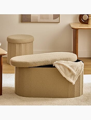 Pouf Fink ovale pliable 38x76cm ambre