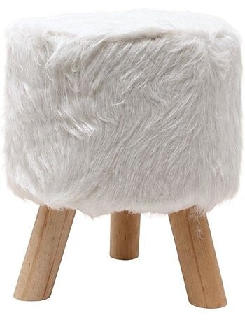 Pouf fourrure blanche d30xh38cm