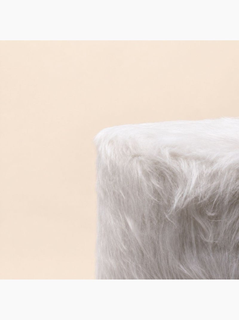 Pouf fourrure blanche d30xh38cm Blanc - Kiabi