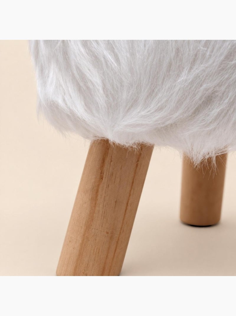 Pouf fourrure blanche d30xh38cm Blanc - Kiabi