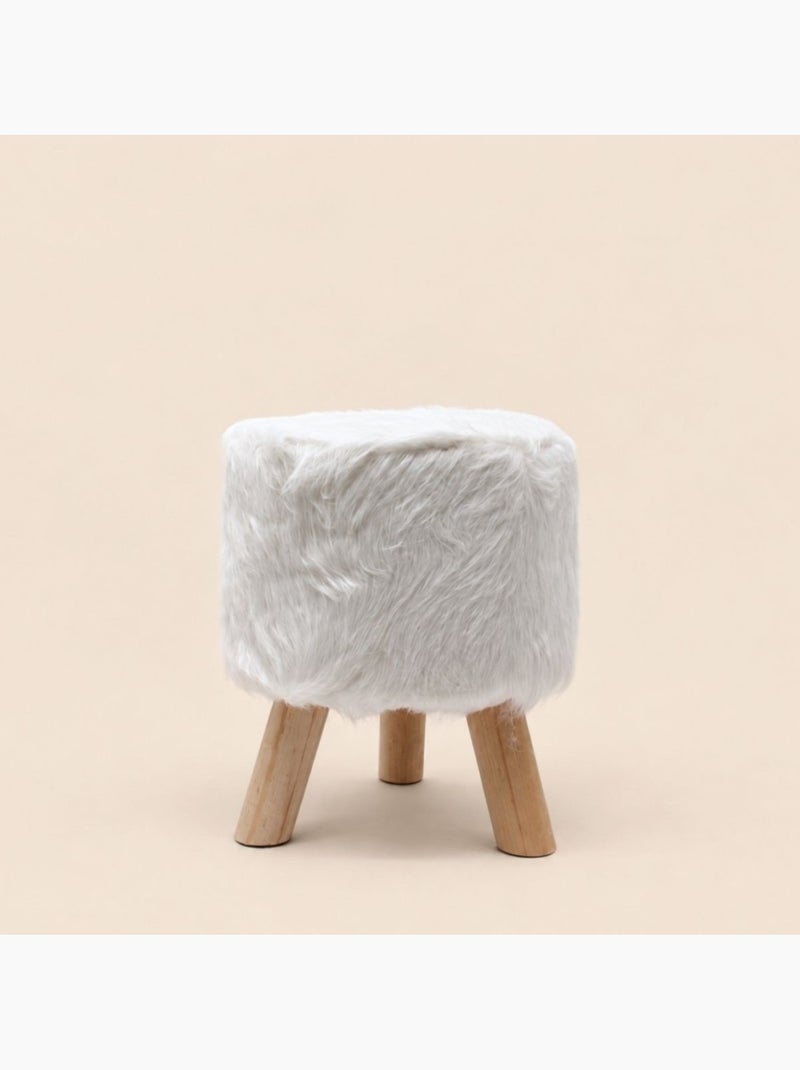 Pouf fourrure blanche d30xh38cm Blanc - Kiabi