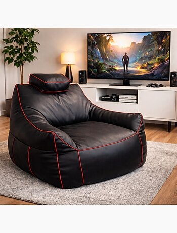Pouf gaming en similicuir 100x110 cm