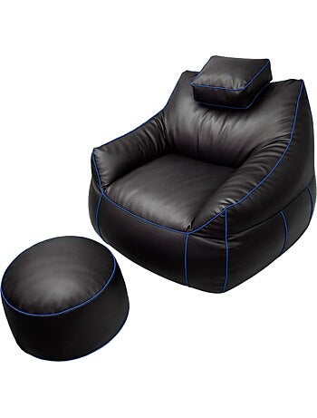 Pouf gaming + repose-pieds en similicuir 100x110 cm