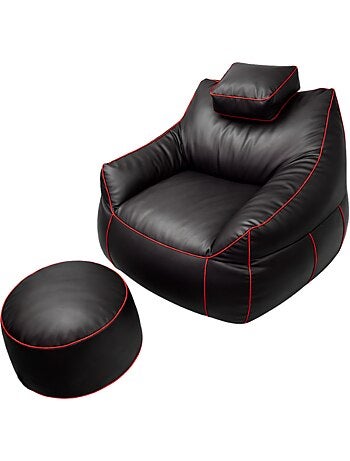 Pouf gaming + repose-pieds en similicuir 100x110 cm