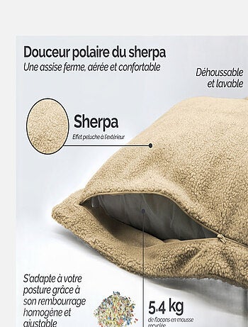 Pouf géant XXL, fauteuil d'intérieur déhoussable - Sherpa - Vivezen