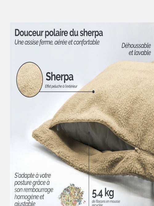 Pouf géant XXL, fauteuil d'intérieur déhoussable - Sherpa - Vivezen - Kiabi