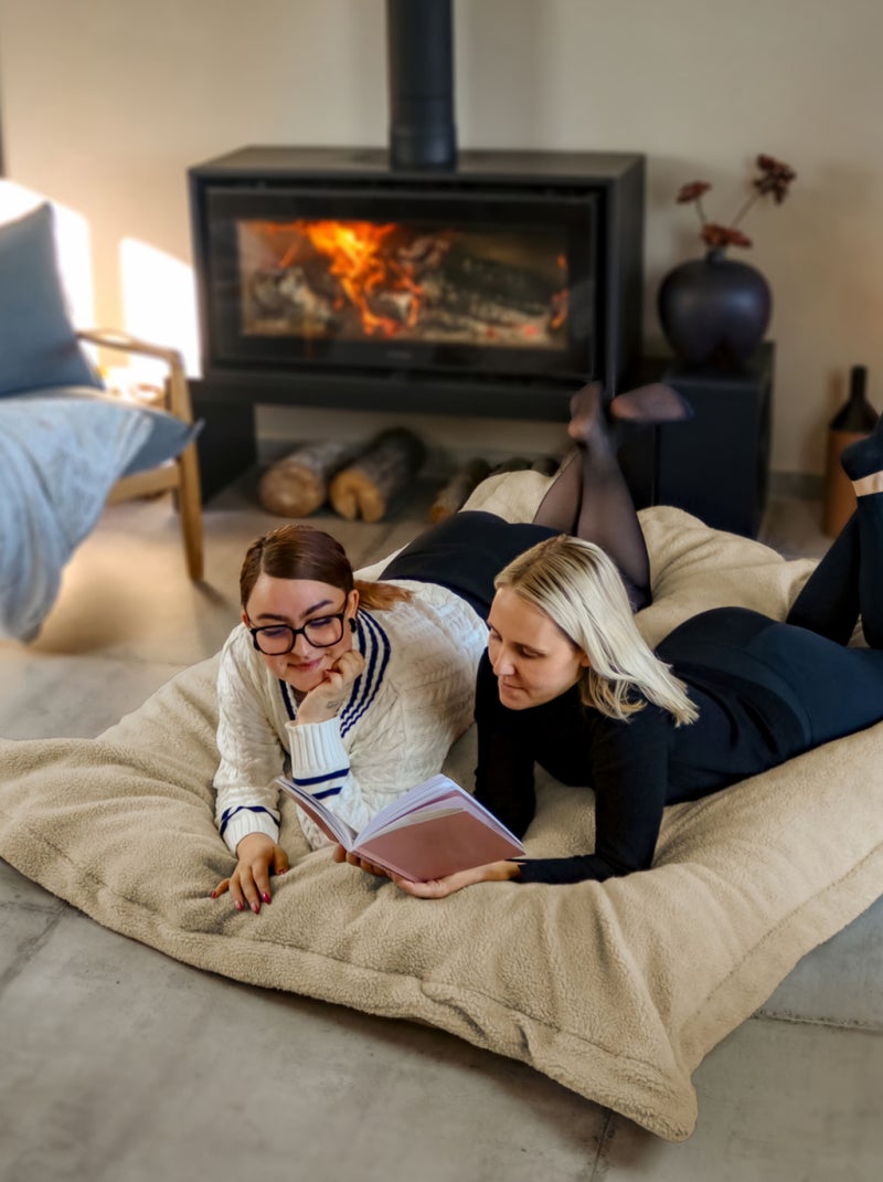 Pouf géant XXL, fauteuil d'intérieur déhoussable - Sherpa - Vivezen Beige - Kiabi