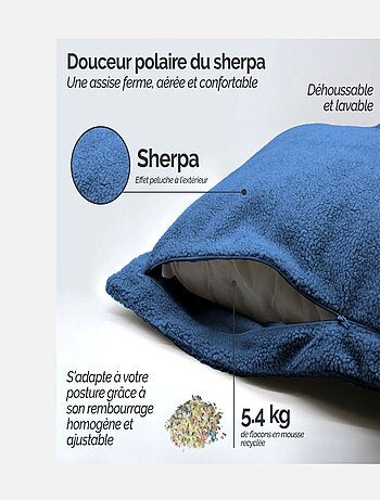 Pouf géant XXL, fauteuil d'intérieur déhoussable - Sherpa - Vivezen